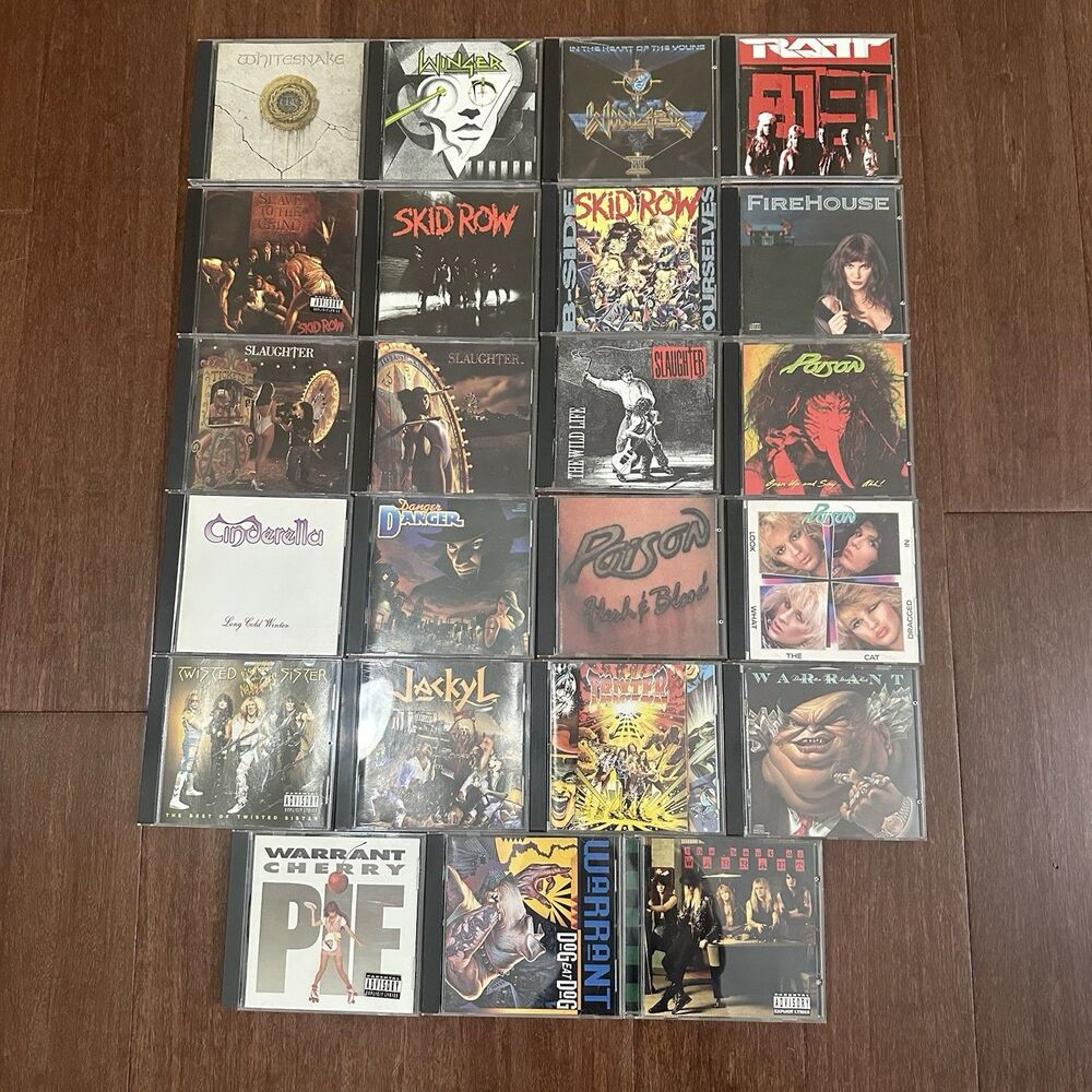 HAIR METAL  CD Lot Of 23 Slaughter Poison Cinderella Firehouse Ratt Warrant Etc